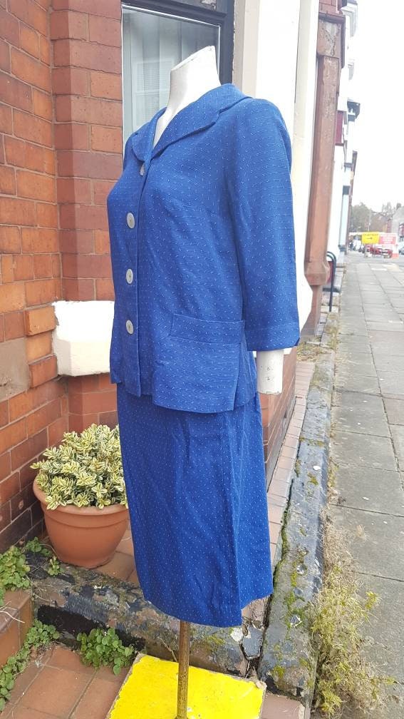 Stunning late 1940s 50s blue patterned maternity suit lovely | Etsy