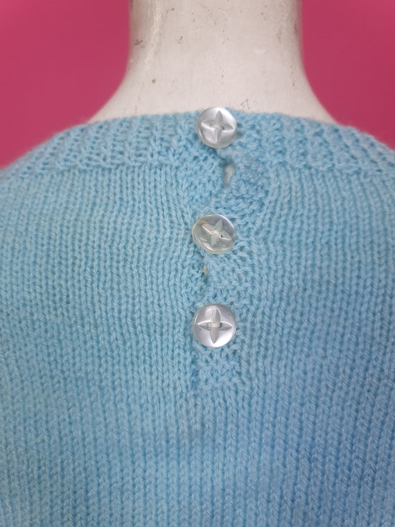 Cute 1940s 50s pale blue knitted jumper perfect f… - image 5