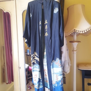 Stunning 1920s pongee silk robe with fab Japanese design rarer darker colours art deco jazz age Boho hippy jacket image 1