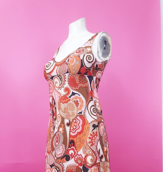 princess polly baby blue dress Fab 1960s 70s Pink Orange Brown Patterned Maxi Dress Perfect for Summer  Holiday Party Etc Made From a Synthetic Material