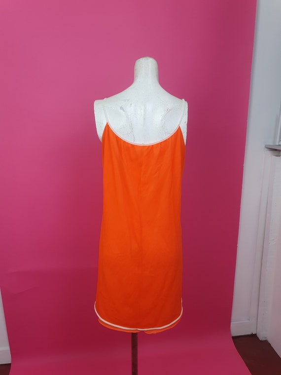 Cute 1960s orange slip dress flower sewn on - image 3