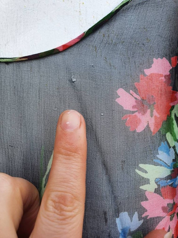 Sale breathtaking 1930s black floral printed silk… - image 10