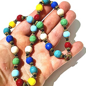 Original 1920s/30s Czech Glass Harlequin Rainbow Beaded Necklace!