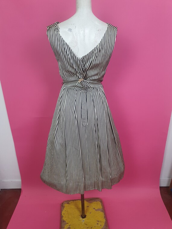 Amazing 1950s black white striped dress with atta… - image 6