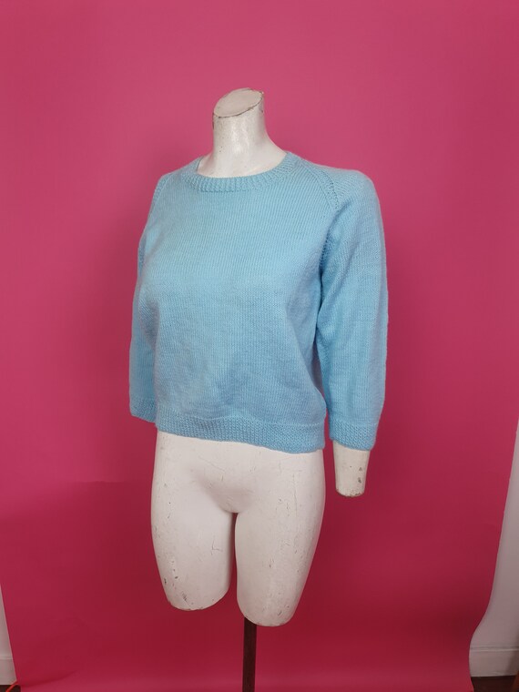 Cute 1940s 50s pale blue knitted jumper perfect f… - image 6