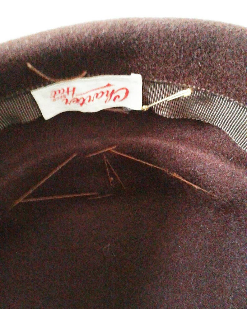 SALE Cute 1950s brown felt mushroom hat pin up madmen