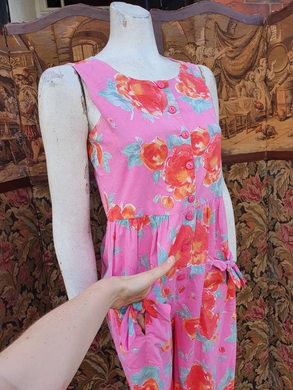 Fab 1980s laura ashley bright pink orange pale gr… - image 5