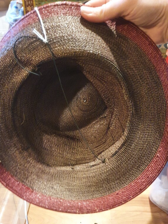 Amazing late 1930s 40s straw tilt hat with bow de… - image 4