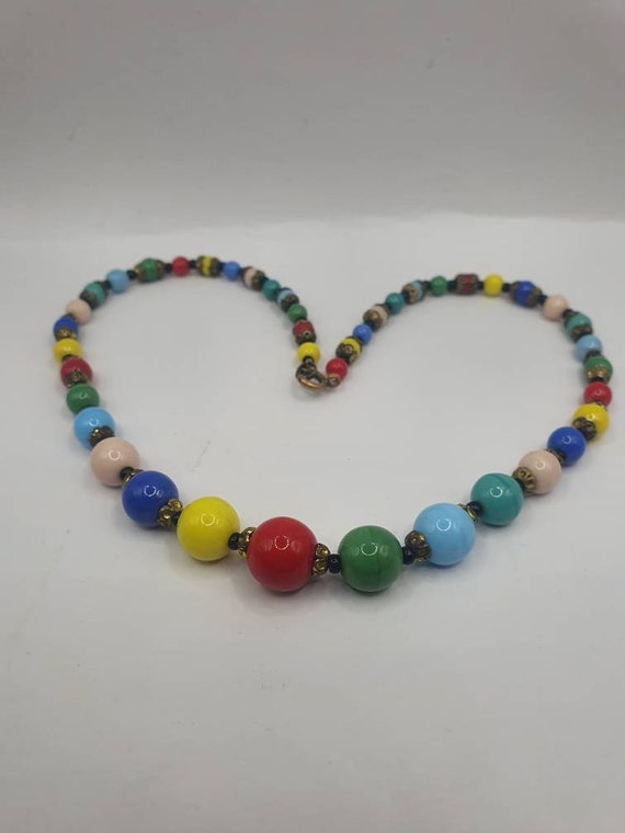 Fab 1930s rainbow multi coloured glass beaded nec… - image 4