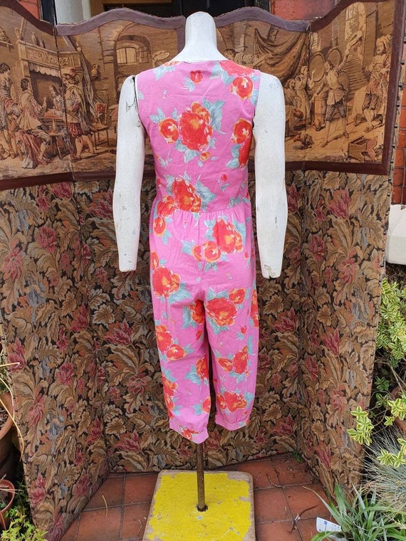 Fab 1980s laura ashley bright pink orange pale gr… - image 7