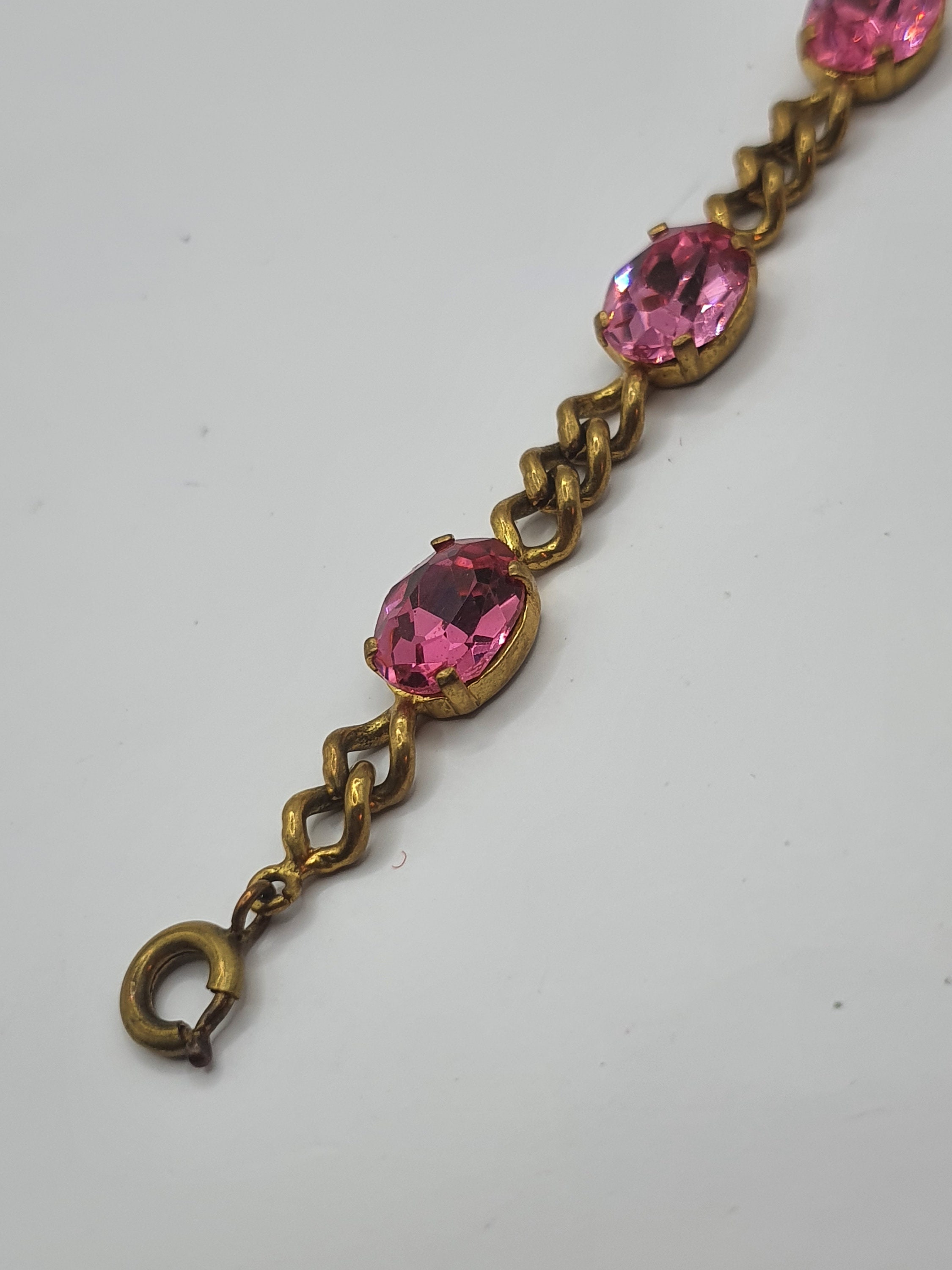Vintage　1950s'　pealpink glass bracelet 50s *Pink Art Glass Crystal Wrap Bracelet,EUC,VINTAGE | eBay