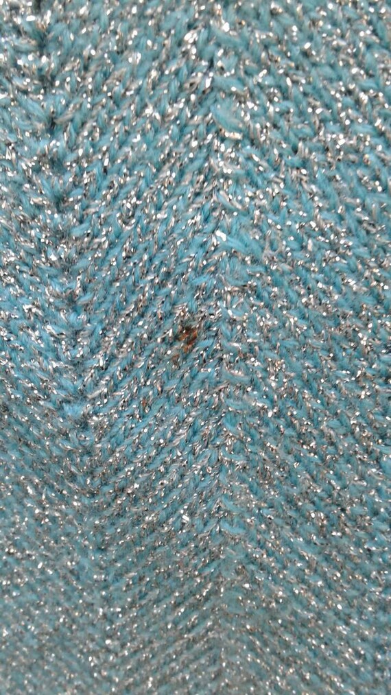 Sale sparkly 1960s aqua blue metallic lurex knitt… - image 10