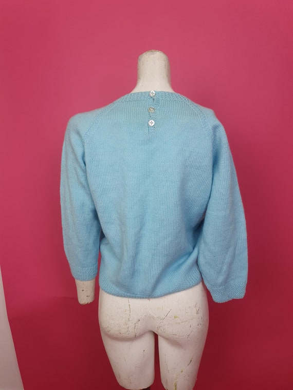 Cute 1940s 50s pale blue knitted jumper perfect f… - image 7