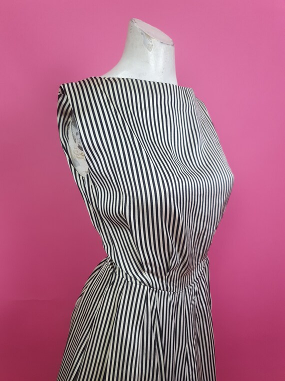 Amazing 1950s black white striped dress with atta… - image 4