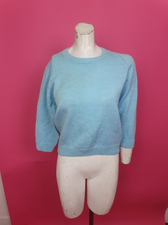 Cute 1940s 50s pale blue knitted jumper perfect f… - image 3