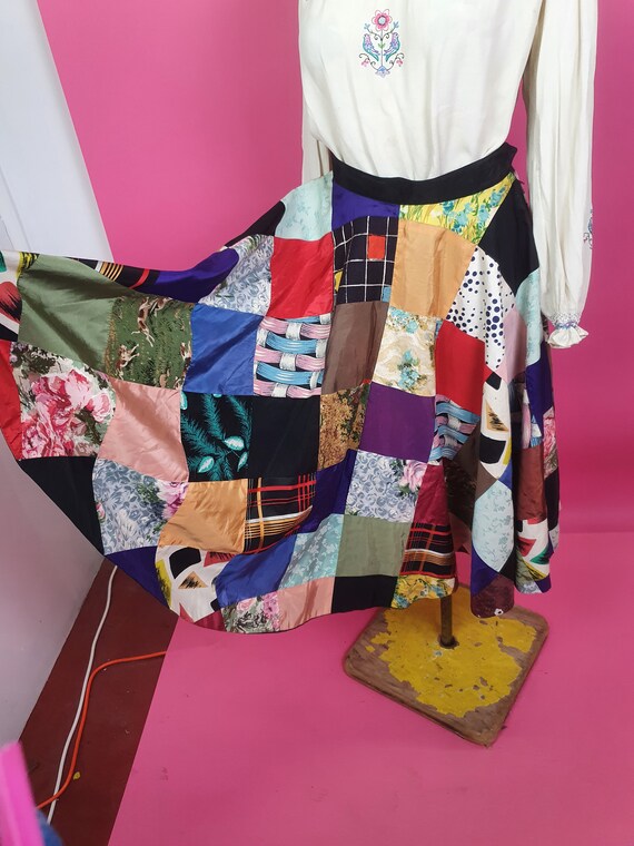 Beautiful 1940s 50s patchwork reversible skirt bl… - image 9