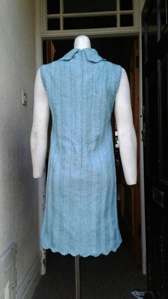 Sale sparkly 1960s aqua blue metallic lurex knitt… - image 5