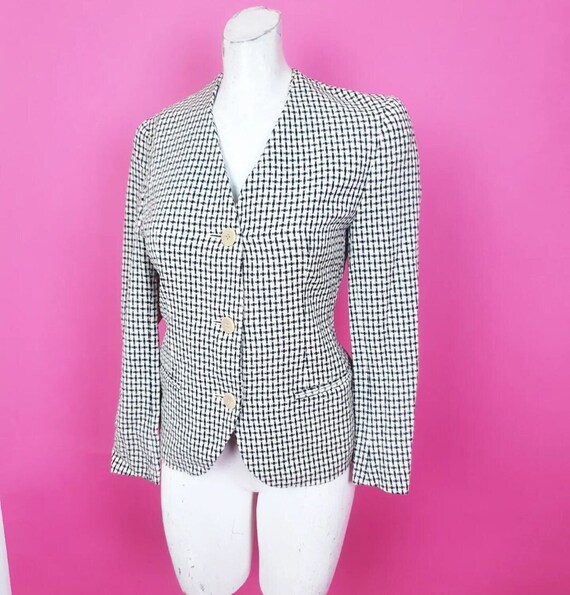 Venta Elegante chaqueta a cuadros monocromatica de disenador Burberry de los anos 1980 90 tan clasica y elegante Etsy Espana
