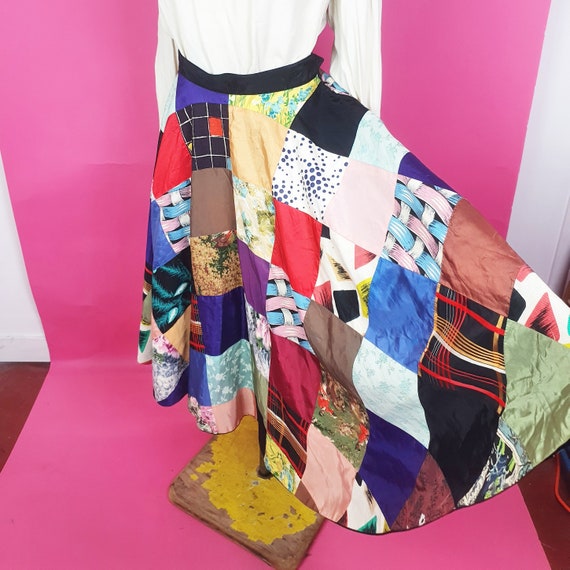 Beautiful 1940s 50s patchwork reversible skirt bl… - image 1