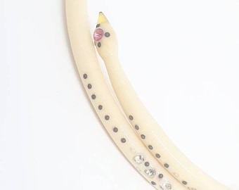 Stunning 1920s 30s snake cream celluloid bagle with diamanté detail perfect gift for Christmas