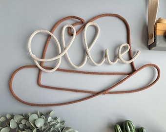 Personalized Cowboy hat shape name sign