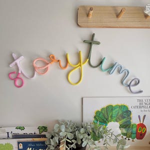 Curved pastel colours storytime wall  sign for nursery , kids room , reading corner or library, bookworm gift idea