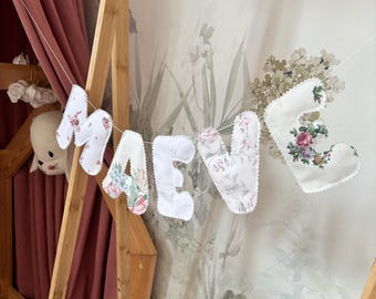 Quilted Fabric Name Banner | Custom Kids Room Garland | Personalized Nursery Wall Decor | Baby Shower Gift | Soft Quilted Letters
