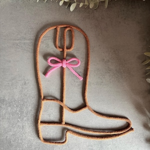 Custom Cowboy Boot Wall Art with Pink Bow – Nursery Decor for Baby Girl