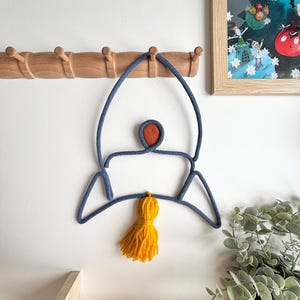 Handmade decorative space rocket for kids room decor  rocket ship nursery wall hanging