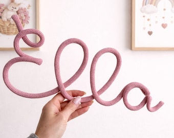 Namensschild Kinderzimmer Dekor gestrickt Draht benutzerdefinierte Boho Wandbehang