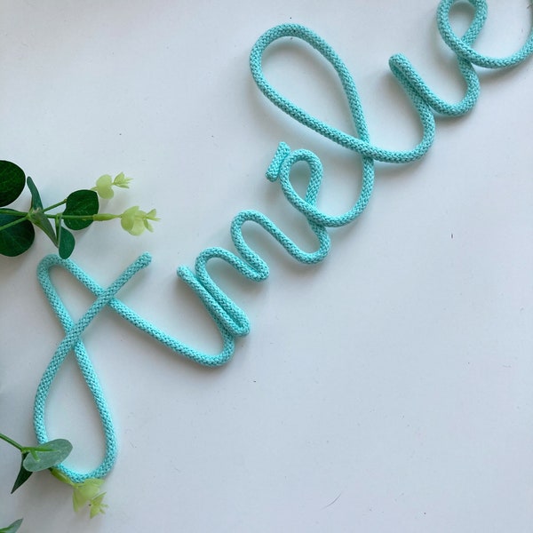 knitted wire words / names / quotes knitted name sign, rope word