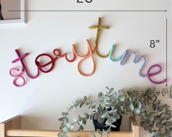 Curved multi coloured storytime wall  sign for nursery , kids room , reading corner or library