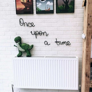 Once upon a time sign for nursery wall knitted wire sign bookshelf signage image 6