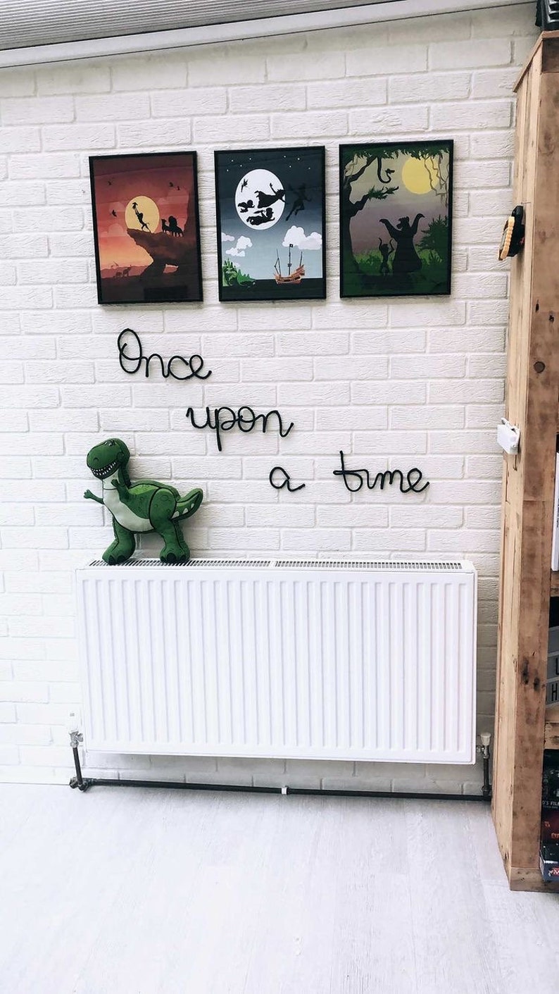 Once upon a time sign for nursery wall knitted wire sign bookshelf signage image 6