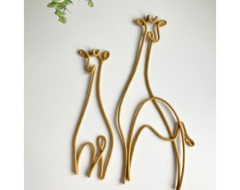 Adorable Giraffes set of 2 for  Nursery Decor - Handcrafted Rope and Wire Wall Art