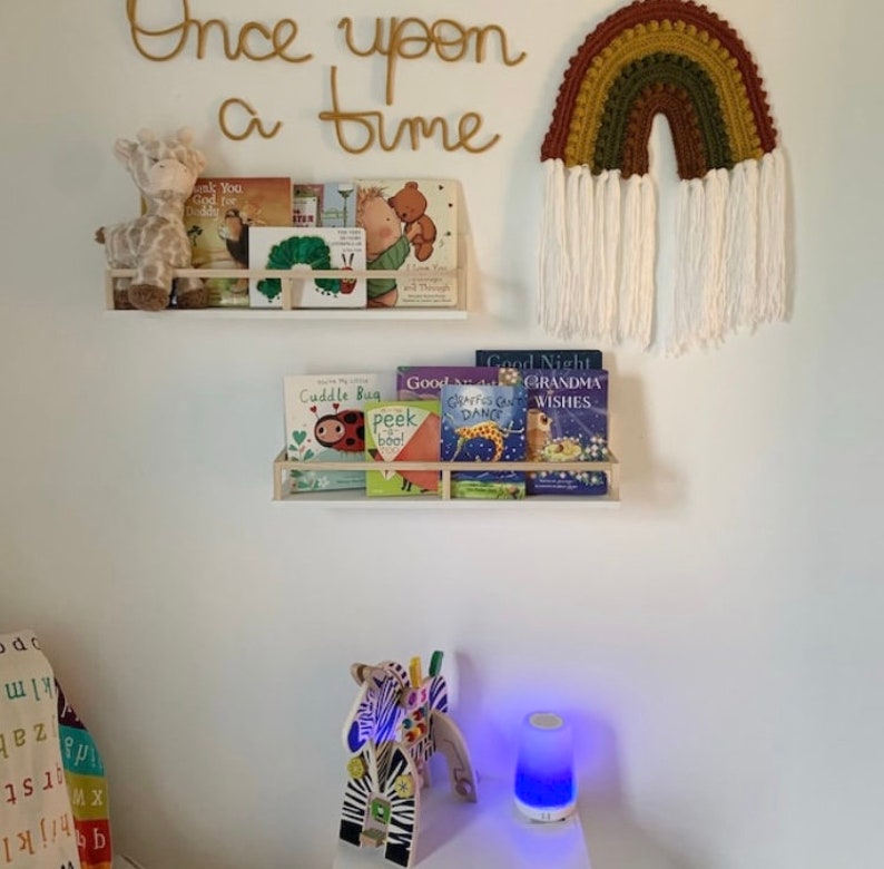 Once upon a time sign for nursery wall knitted wire sign bookshelf signage image 9