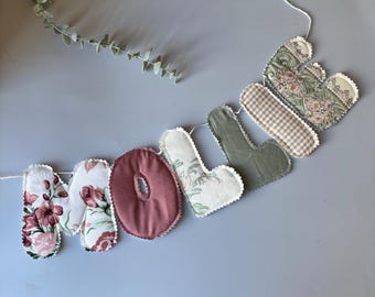 Banner de tela acolchada con nombre / Guirnalda personalizada para habitación infantil / Decoración de pared personalizada para guardería / Regalo para baby shower / Letras acolchadas suaves