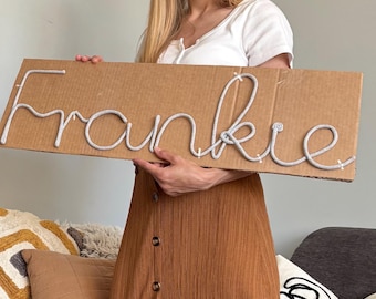 large rope wire name sign, knitted wire words, names, quotes for kids and babies room decoration, wooly signs