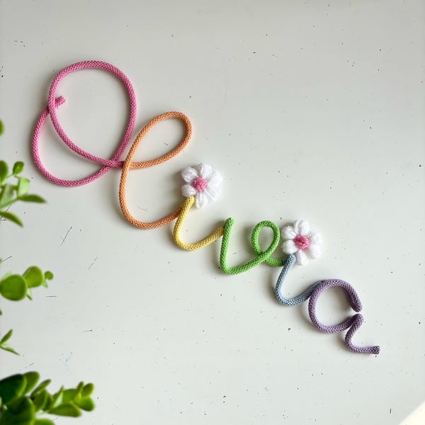 Personalized colorful name sign with daisy accent – Perfect for Nurseries & Girly Bedrooms!