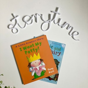 curved storytime wall rope wire sign for library, reading corner, bookworm gift, house wall decor or playroom