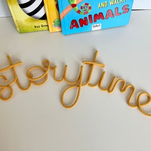 Storytime wall rope wire sign for nursery , kids room , reading corner or playroom, bookworm gift idea , read sign