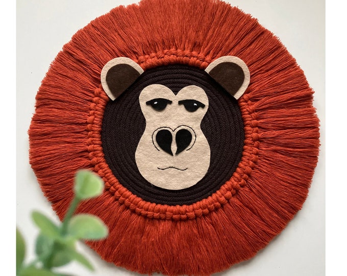 Monkey orangutan head animal nursery decor for the wall