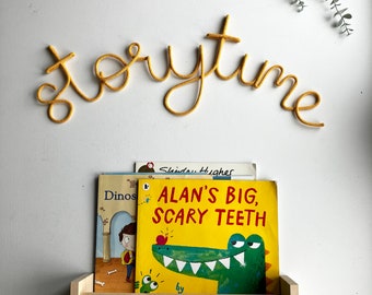 Large curved storytime wall sign for book nook , reading corner or playroom, bookworm gift idea , read sign