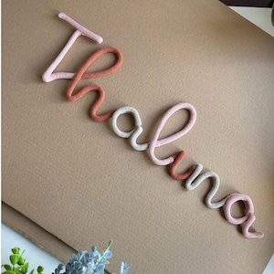 Knitted rope wire words names name signs nursery decor baby shower gift