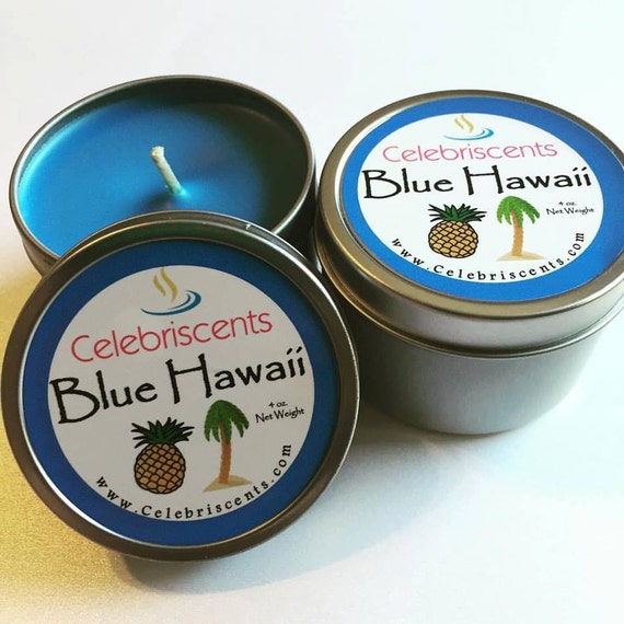 Blue Sky Coconut and Pineapple strong Blue Hawaii Scented Soy candle. Just like the vacation drink, this candle scent is relaxing & dreamy.