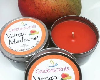 Freshly sliced strong Mango scented soy candle.  This "Mango Madness" scented candle is ripe, sweet but soothing with a fruity finish.