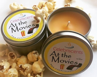Strong buttery popcorn scented soy candle. This popcorn scent is EXACTLY the one from the movie theaters.  It's warm, buttery and delicious!