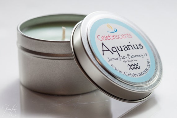 AQUARIUS Zodiac Scented Aromatherapy Candle.  We offer alluring Astrological Scents that describe your Zodiac's personality.