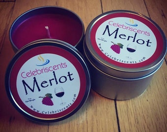 Merlot wine scented soy candle with bursting true-to-smell of the classic Merlot wine.  Makes a great gift for Wine or Merlot Lovers!  Mmm!