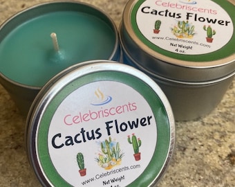 Cactus Flower Scented Soothing Soy Candle with Jade Flowery notes.  Makes a great gift idea for many occasions and brings a welcoming scent.